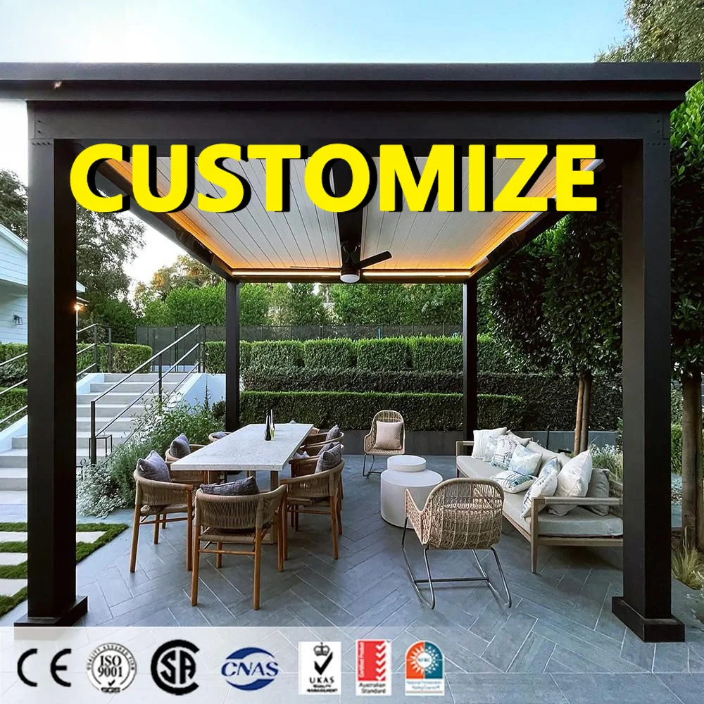

Any Size Custom Garden Yard Aluminum Pavilion Ultra Clear Glass Material Lamp Added Year Round Common Private Leisure Sight Cano
