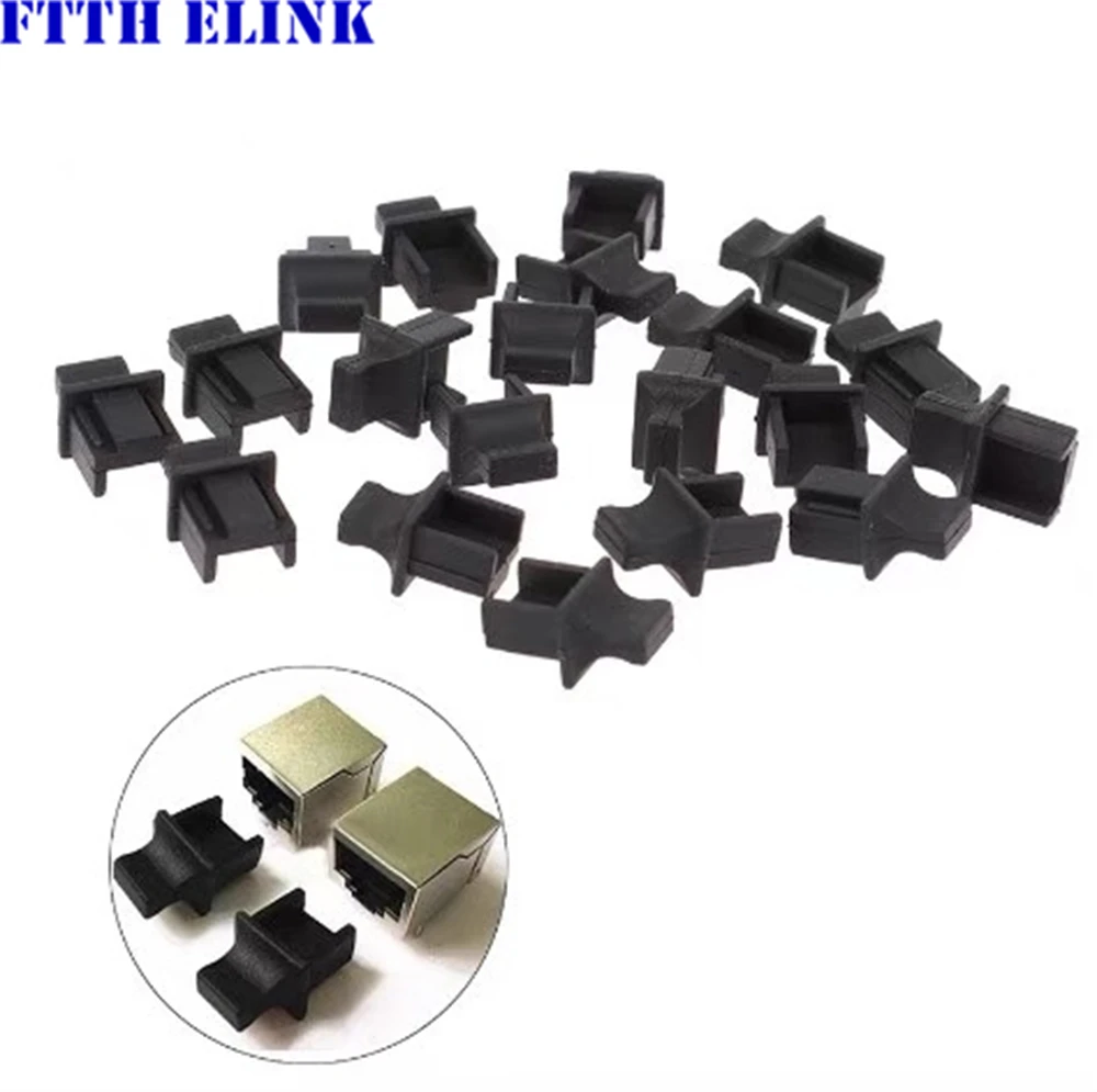 RJ45 network port dustproof plug cover sealing plug with handle soft hard cover protective cap free shipping FTTH ELINK 100pcs