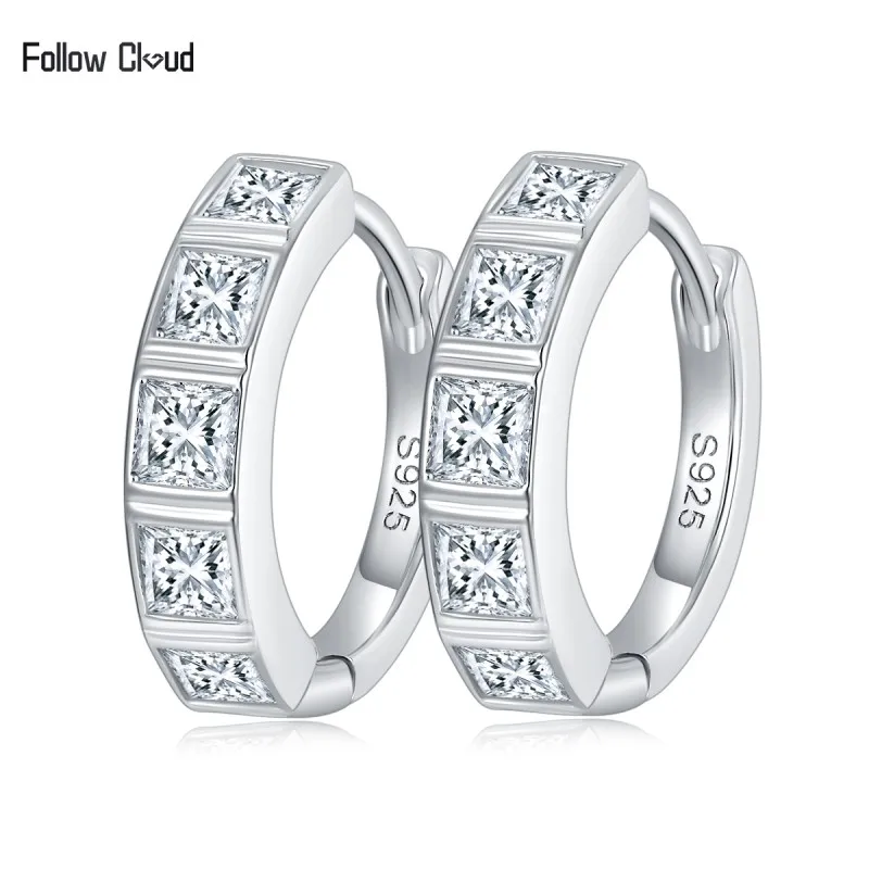 

Follow Cloud 1.5ct D Color Moissanite Earrings 925 Sterling Sliver Plated White Gold Hoop Earring for Women Sparkling Jewelry