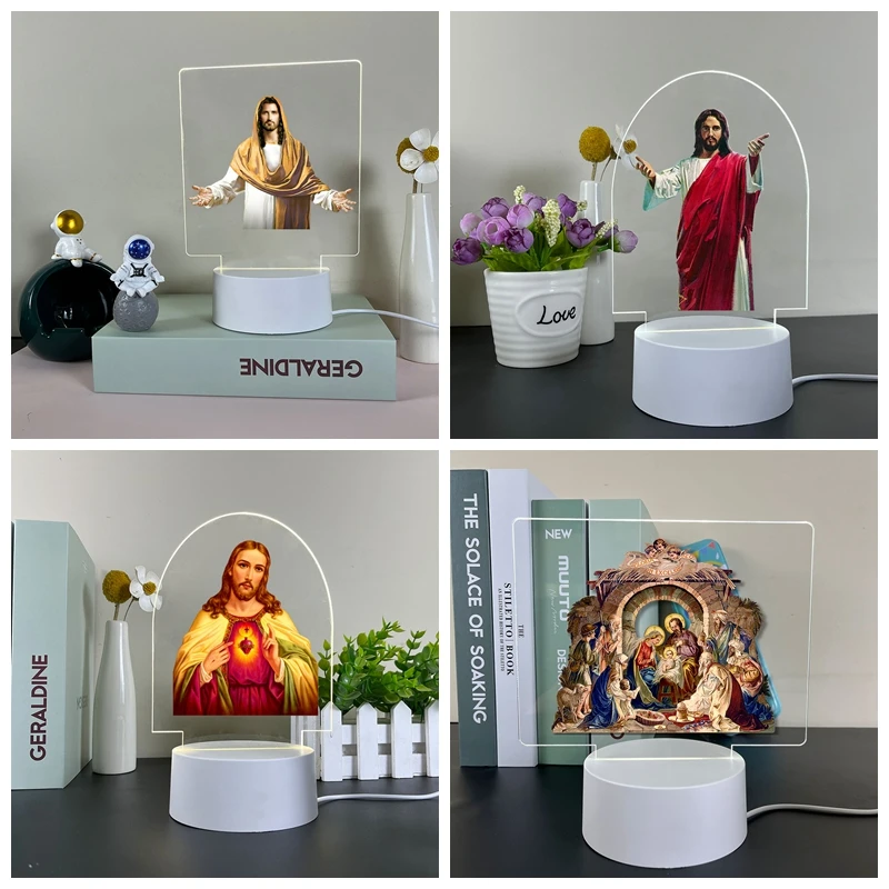 Lord Jesus God Acryl 3d Lamp Game Room Decor Kids Verjaardagscadeau Nachtlampje