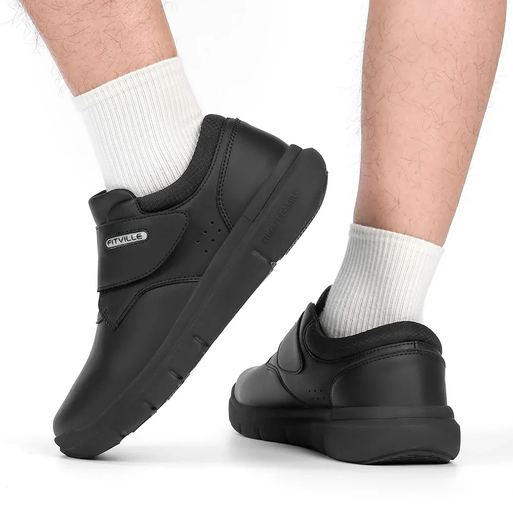 Extra breite Herrenschuhe, Leder, Diabetiker-Wanderschuhe für ältere Menschen, orthopädische Zehen, geschwollene Füße, rutschfest, mit Fußgewölbeunterstützung – Detail 9