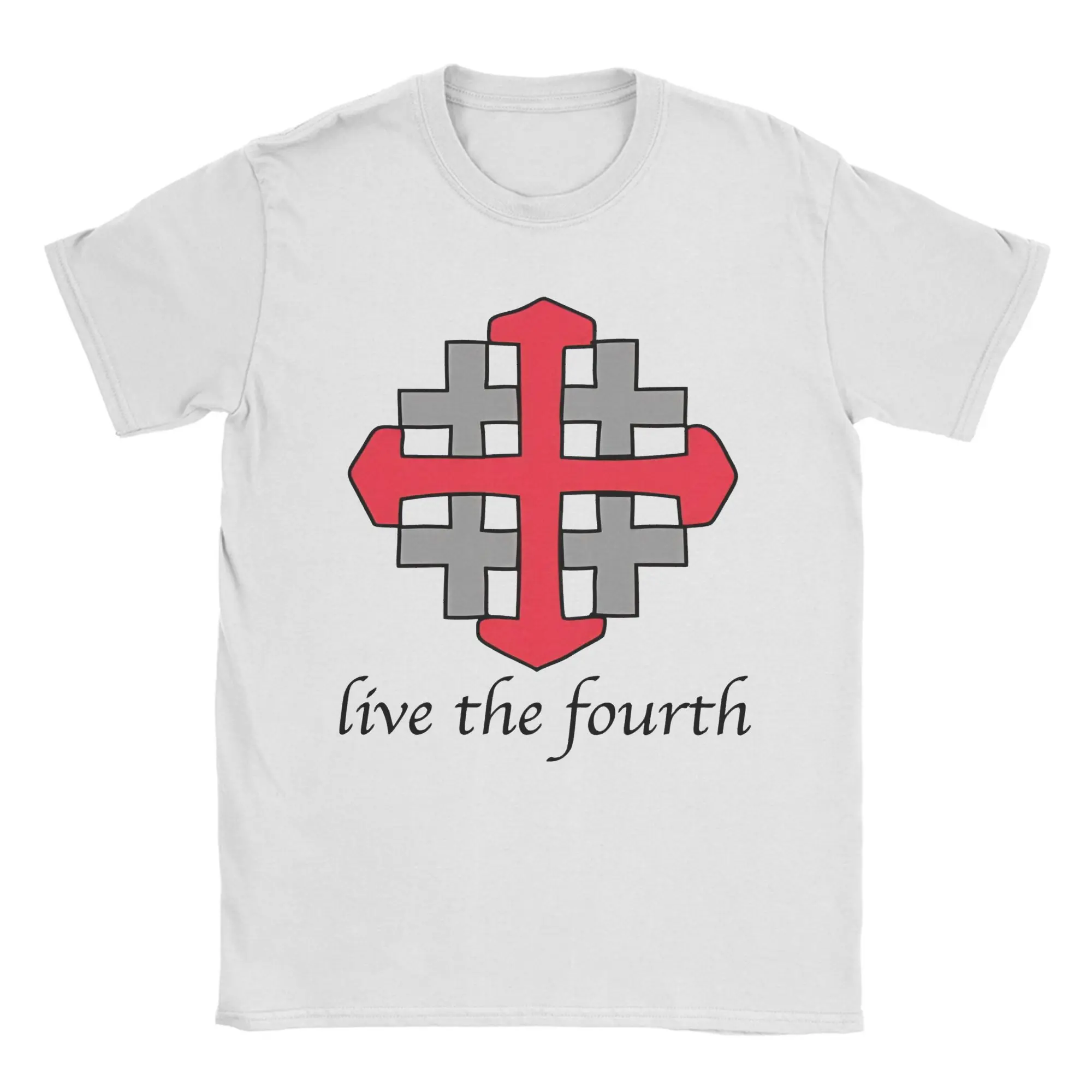 Live the Fourth Retreat Jerusalem Cross  T-Shirt Men Vintage Cotton Tees Round Neck Short Sleeve T Shirt Plus Size Clothes