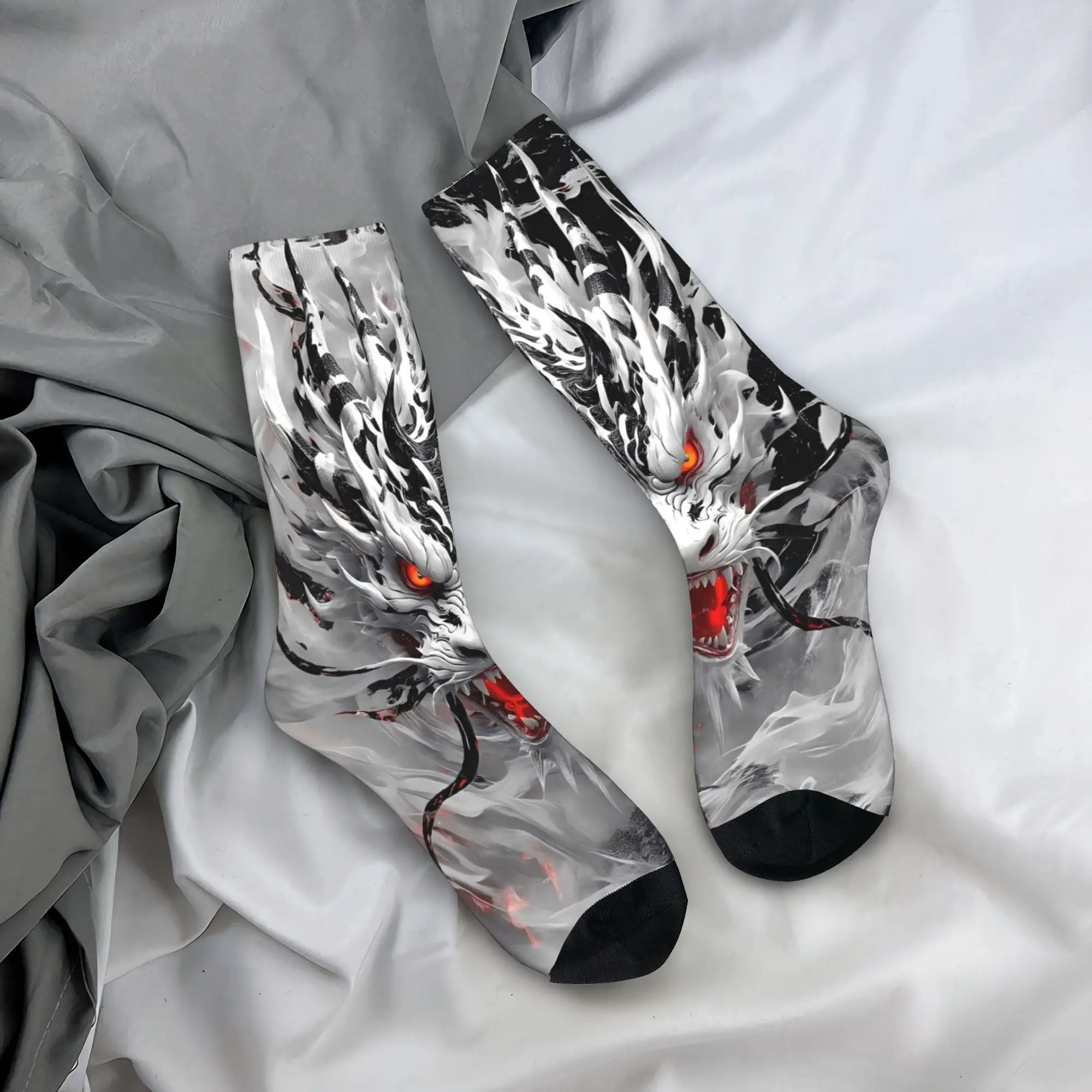 

Носки с принтом дракона, чулки с графическим рисунком, нескользящие женские и мужские носки, теплые мягкие зимние носки для скалолазания в стиле Харадзюку