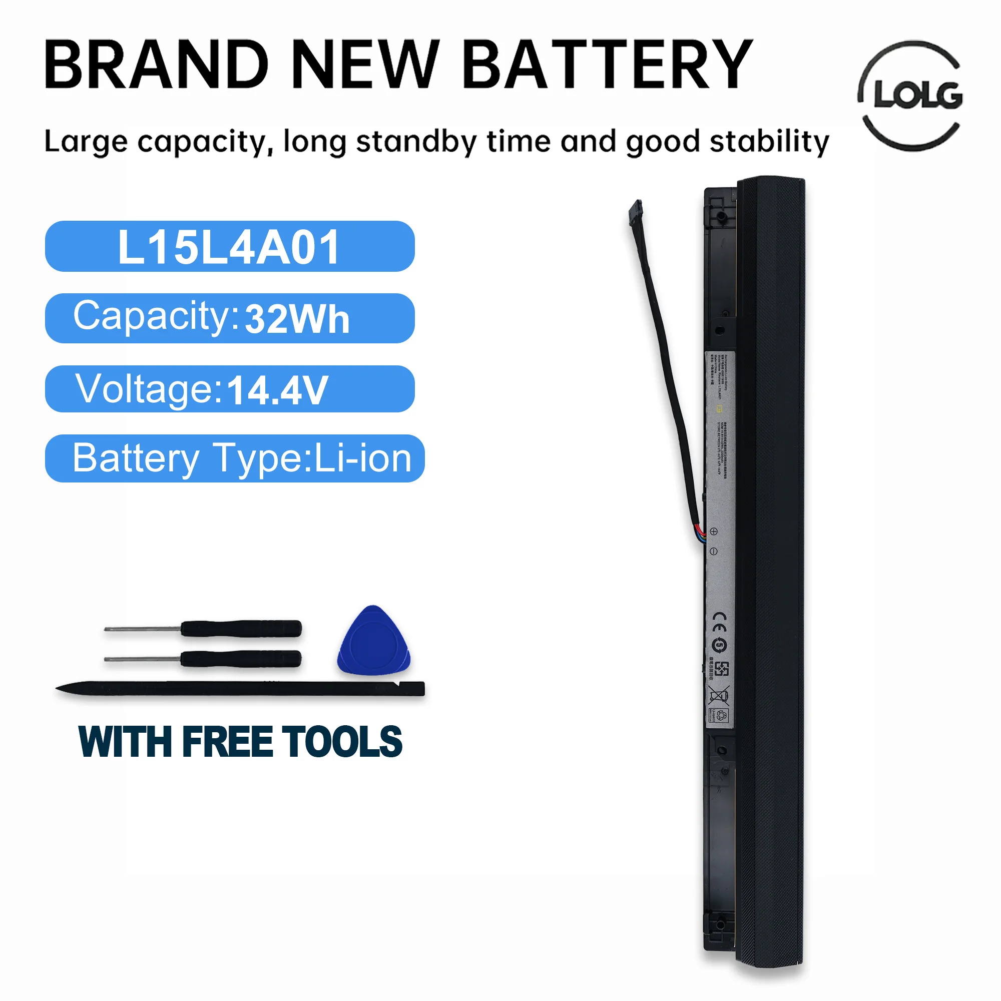 Batería LOLG L15L4A01 L15S4A01 para Lenovo Ideapad V4400 300-14IBR 300-15IBR 300-15ISK 100-14IBD 300-13ISK L15M4A01 L15S4E01