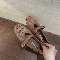 2026 Summer Breathable Hollow out Weave Women Ballet Flats Fashion Mary Janes Soft Soles Walking Loafers Casual Girls Shoes - Image 4