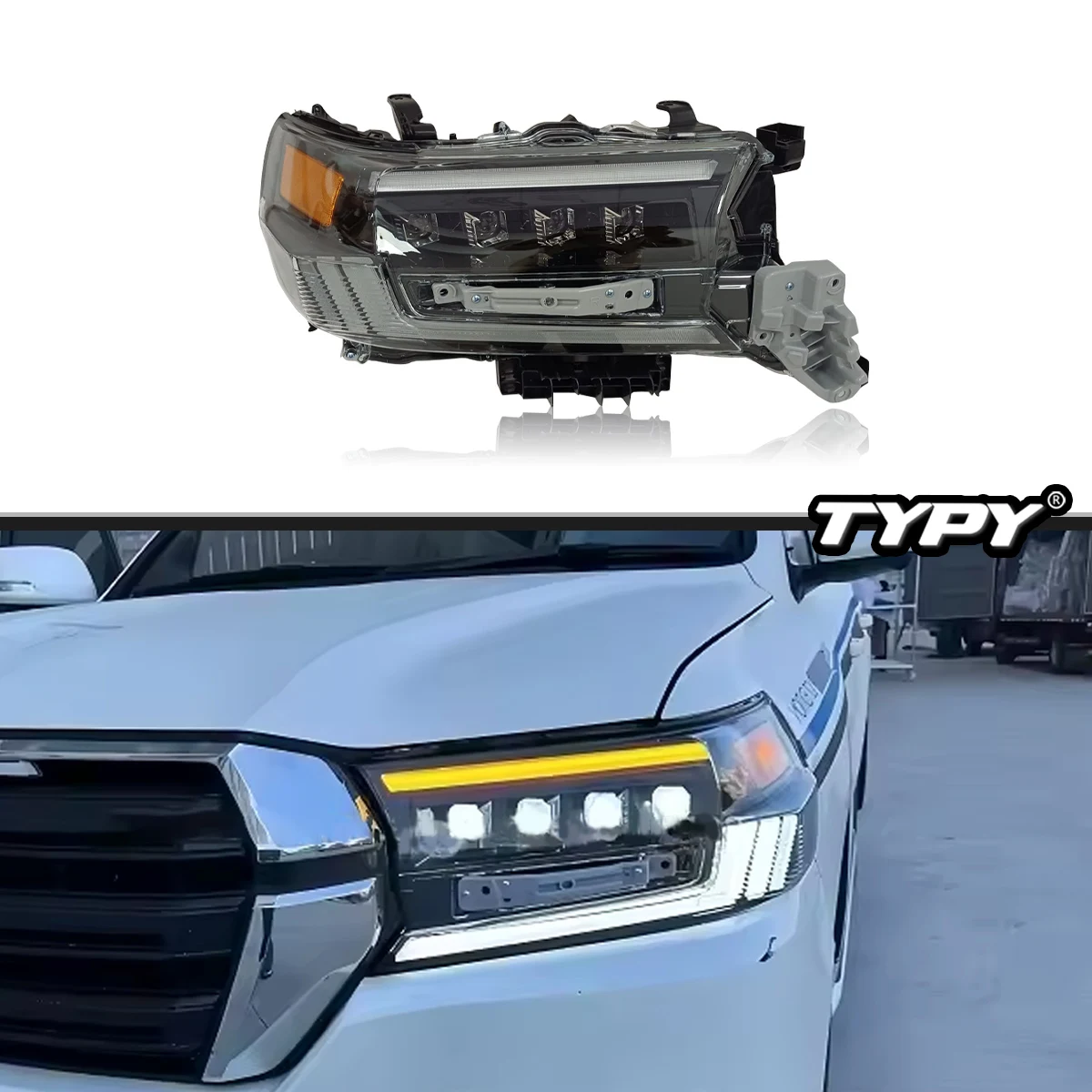 

TYPY новая светодиодная фара, обновленная, модифицированная для Toyota Land Cruiser, фара 2016-2020, динамический сигнал, автоаксессуары