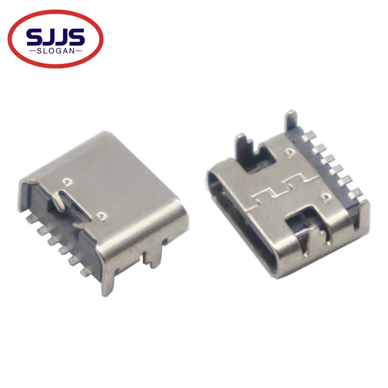 【30-5PCS】6 Pin SMT Socket Connector Micro USB Type C 3.1 Female Placement SMD DIP For PCB design DIY high current charging