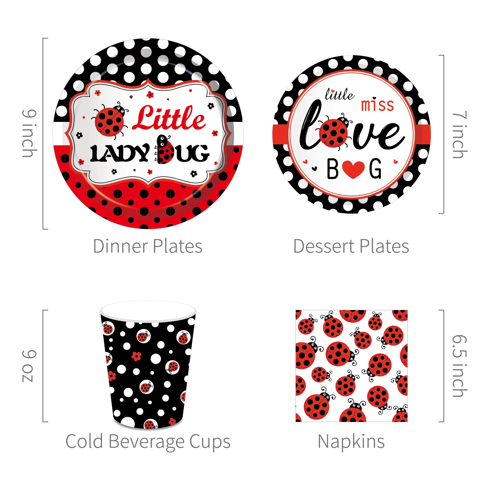 Cartoon Insect Ladybug Party Disposable Tableware Sets Kids Birthday Plates Cups Napkins Baby Shower Party Dinnerware Decoration