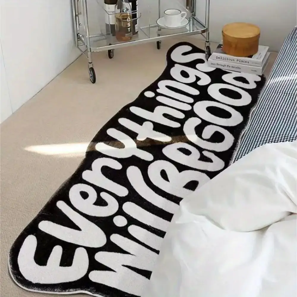 VIKAMA Modern Simple Irregular Letter Carpet Living Room Sofa Bedroom Bed Soft Floor Mat Machine Washable Carpet Home Decoration