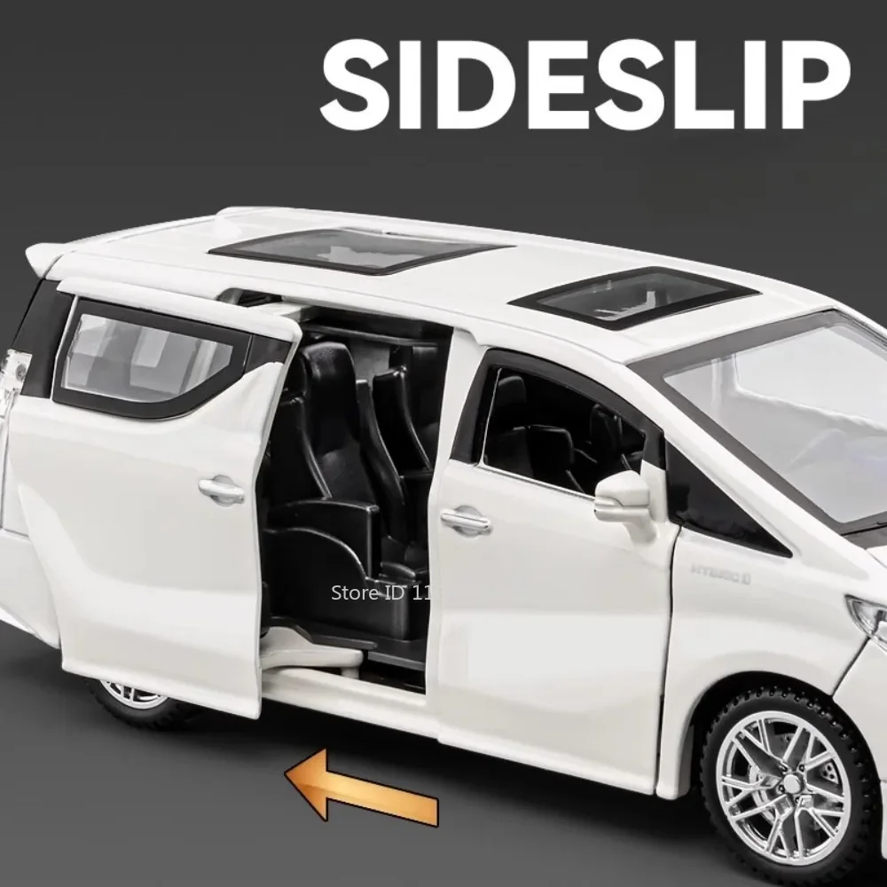 1:32 Vellfire HIACE MPV Modello di auto Giocattolo Pressofuso in lega di gomma Pneumatici Veicoli Suono Luce Tirare indietro Modelli Regali per i bambini
