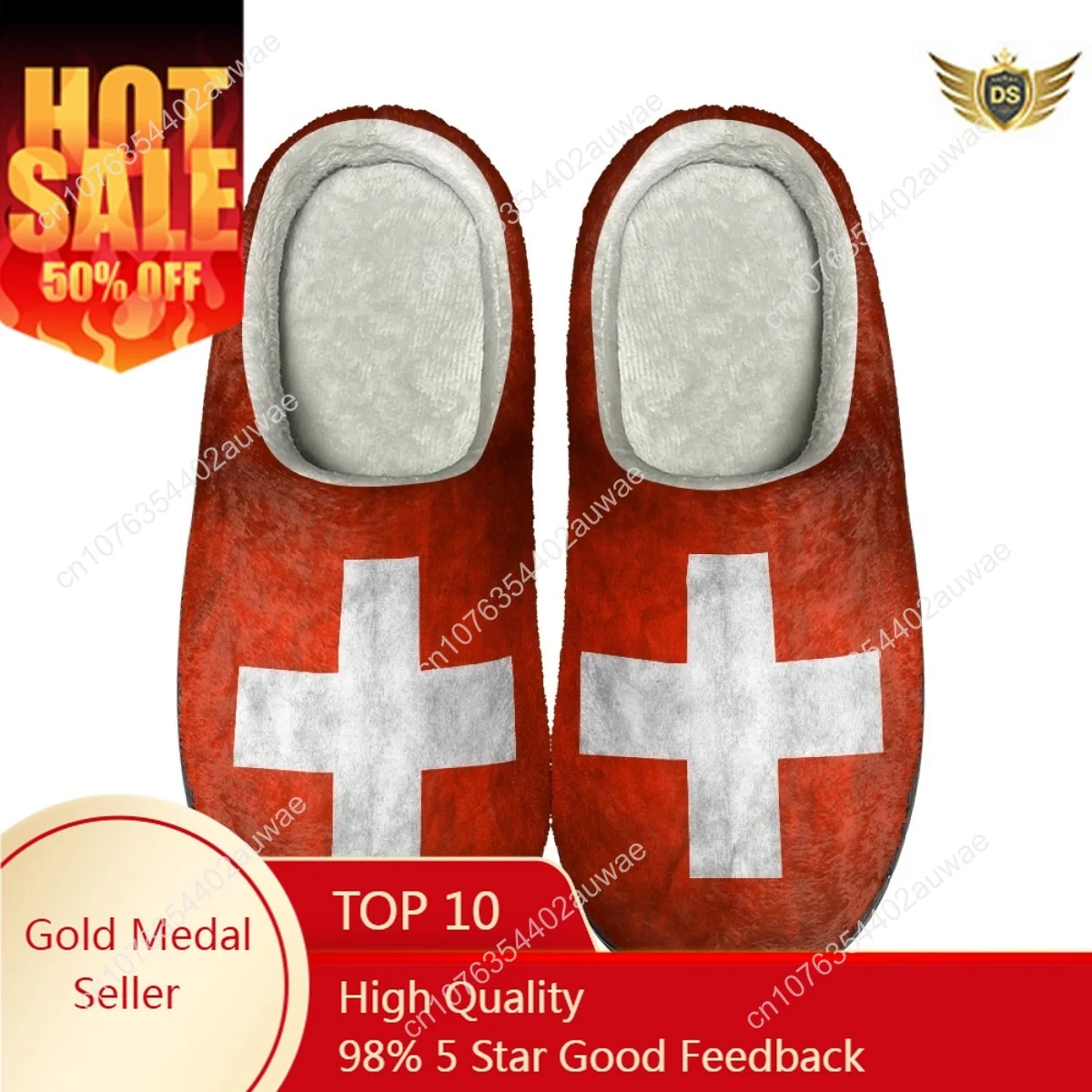 

Casual Women Home Cotton Slippers Flag Of Switzerland Warm Indoor Flat Slides Dropshipping Non-slip Couples Autumn Winter Shoes