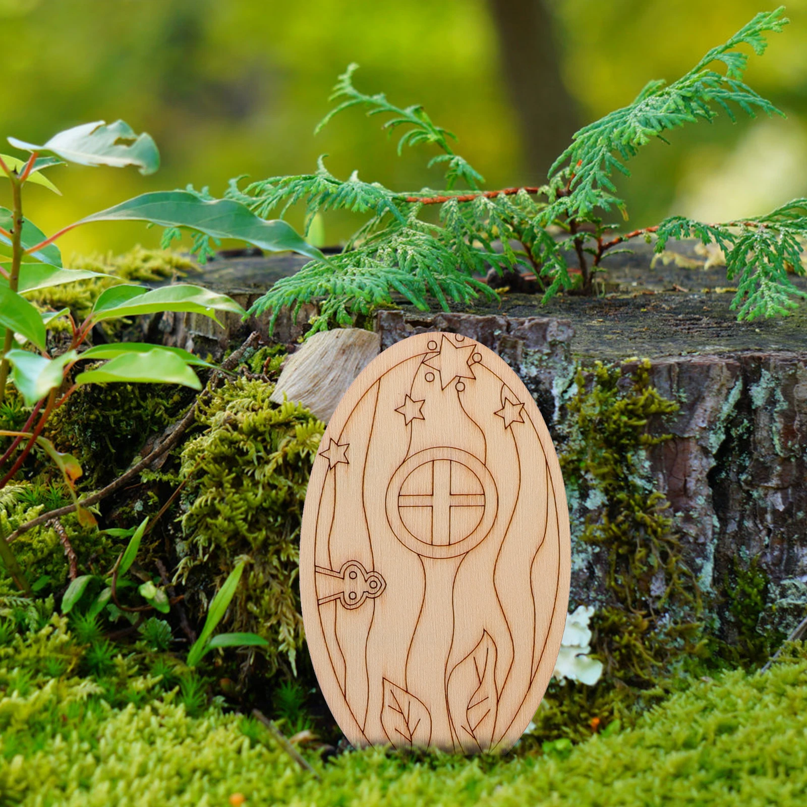 

64pcs Wooden Fairy House Door Miniature Unfinished Diy Craft For Garden Decor Micro Landscape Photography Accessories Kit