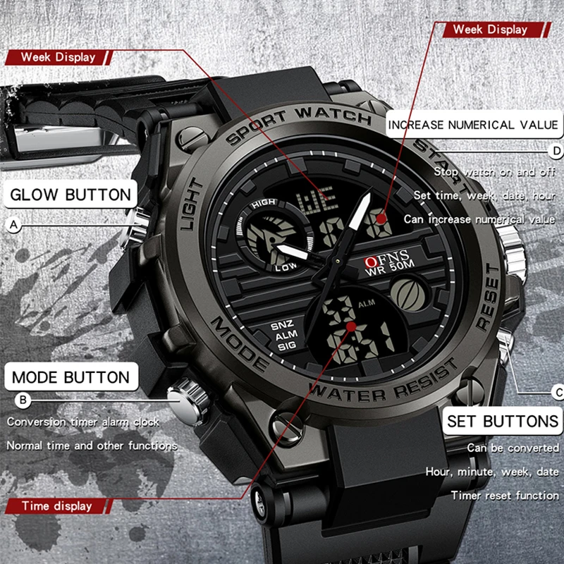 SANDA G Style Date Military Sports Watches Waterproof Electronic Wristwatch Mens Clock Orologio da uomo Style Men Digital Watch