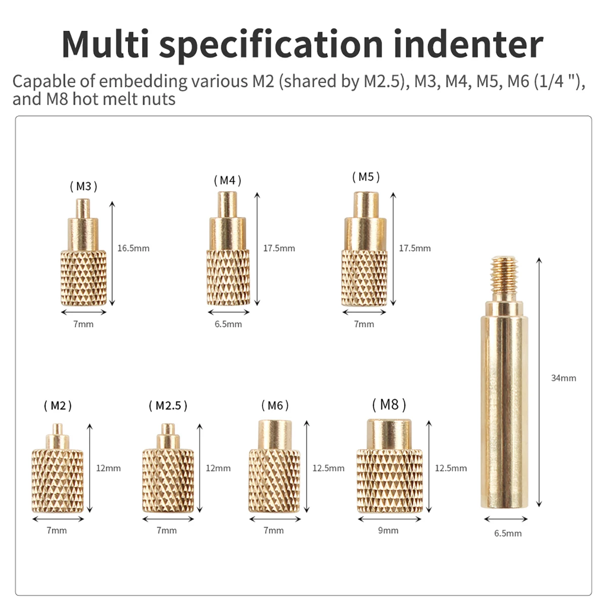 Heat Insert Nut Iron Tip TS101 TS100 Soldering Iron Tip Metal Insert Internal Thread Head M2-M8 Hot Melt Insert Nut Insertion