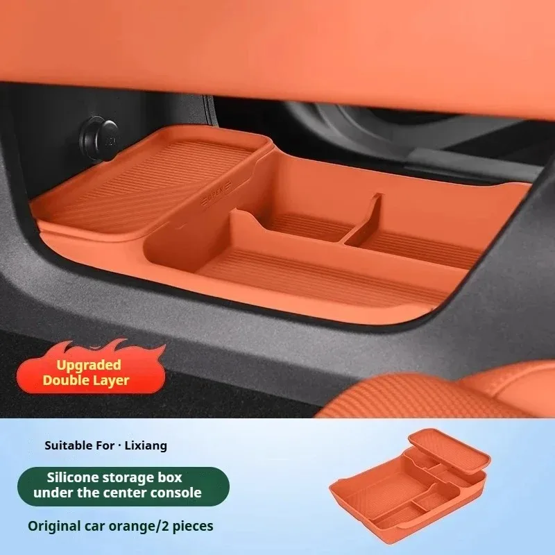 

Для Li Lixiang L6 L7 L8 L9 автомобиль под центральным управлением силиконовый двухслойный ящик для хранения нижний центральный ящик для хранения интерьера