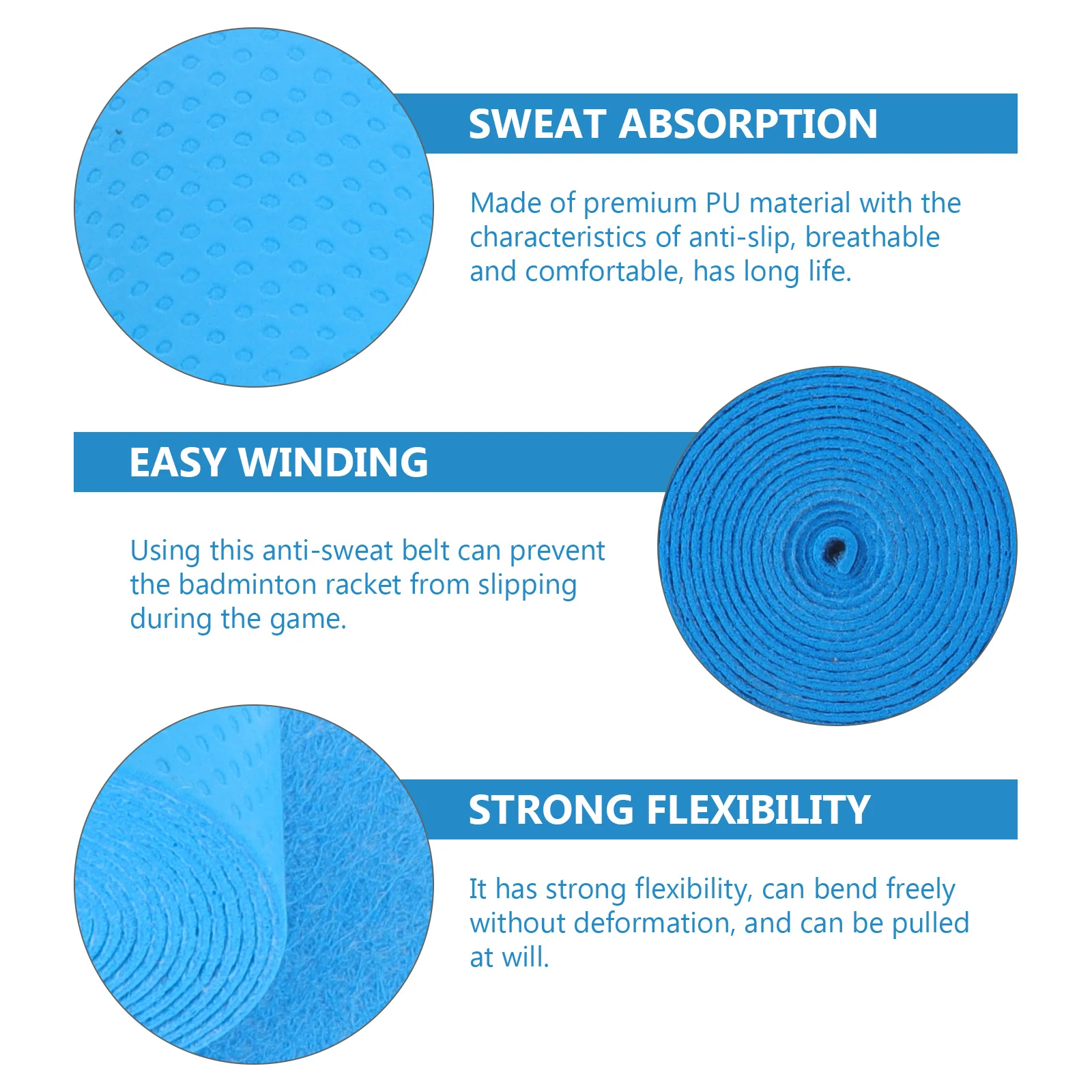 

10Pcs Anti-Slip Racket Grip Tape Premium PU Material Sweat-Absorbent Belt for Tennis Badminton Fishing Fishing Rod Grip