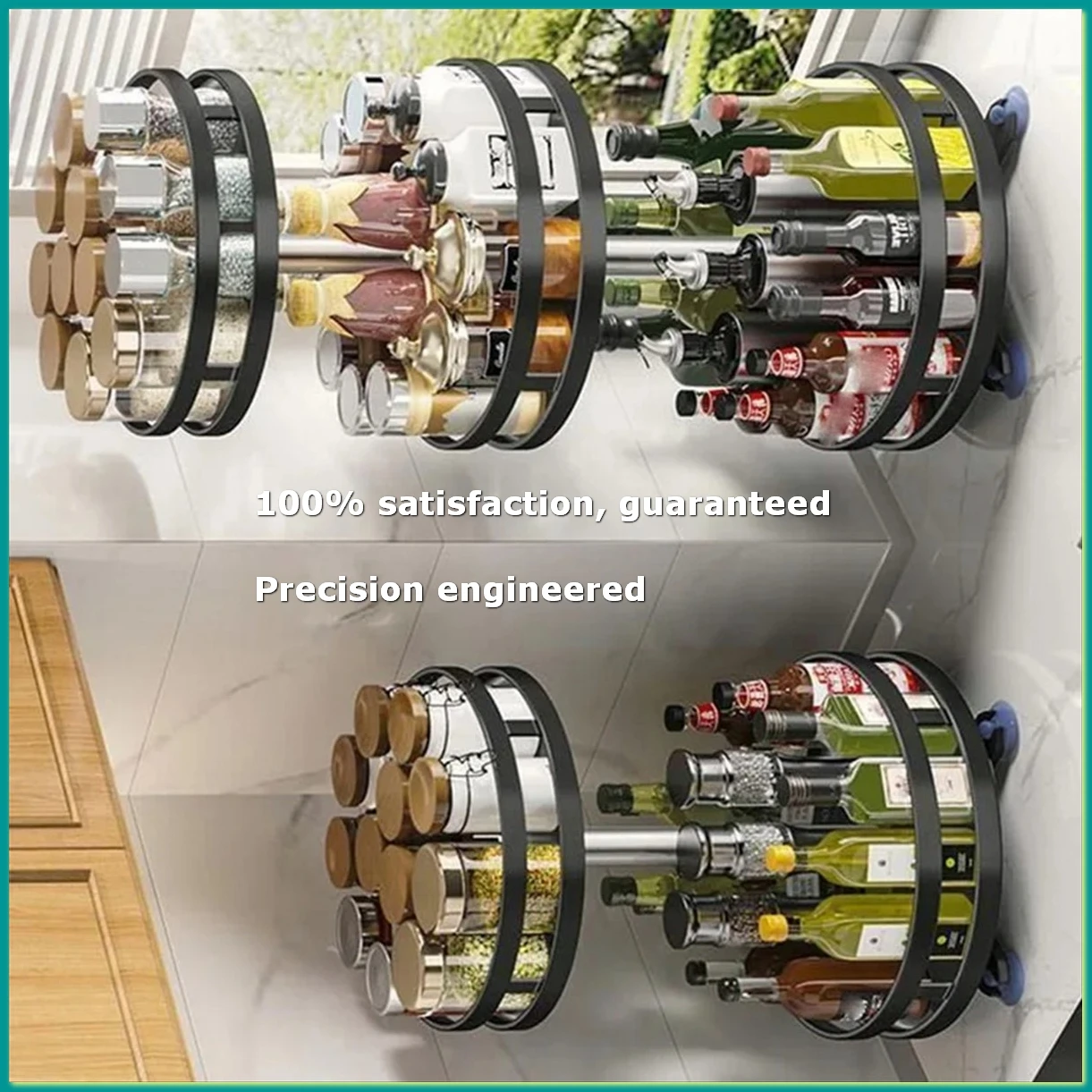 360-Degree Rotating Seasoning Rack Non-Slip Carbon Steel Storage Tray for Storage Tank Seasoning Kitchen Parts A-A07G