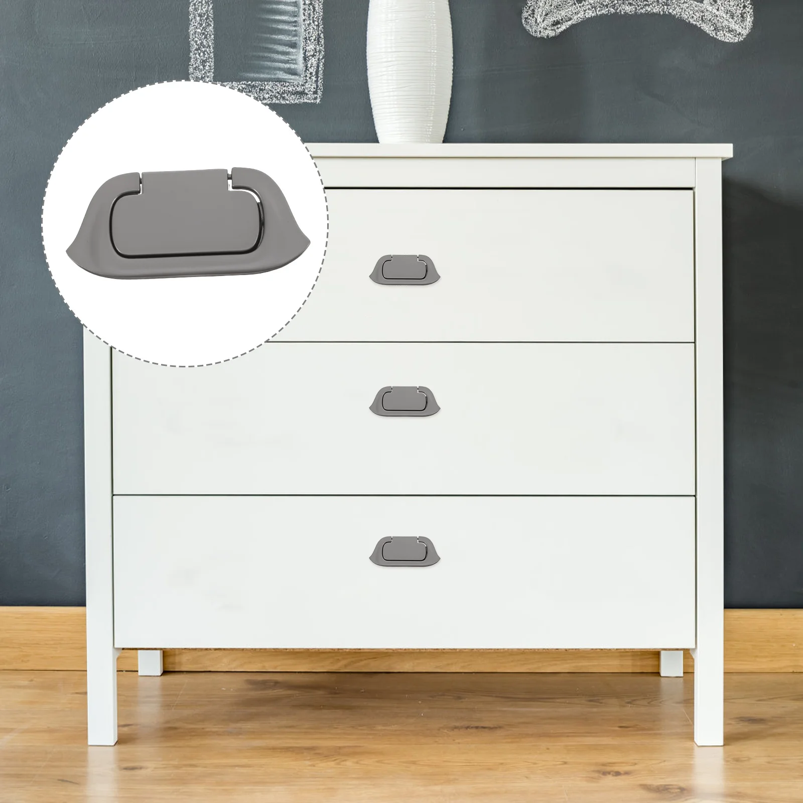 

Dark Grey Zinc Alloy Flush Ring Pull Handle Recessed Sliding Door Handle for Cabinet Drawer Closet Drawer Handles