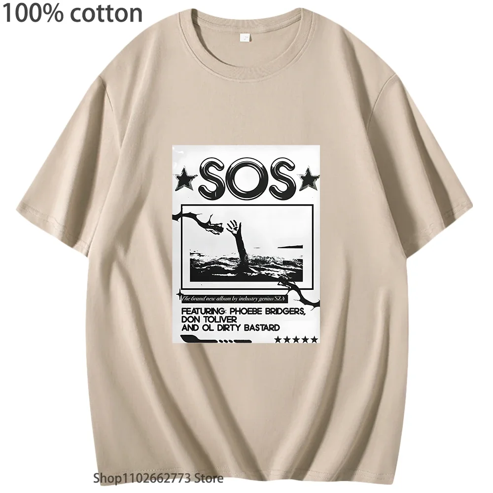 Koszulki Anime SZA SOS Gotyckie Komiksy Moda Harajuku Odzież Damska 100% Bawełna T-shirt Hip Hop Kreskówka Top Koszulka Męska