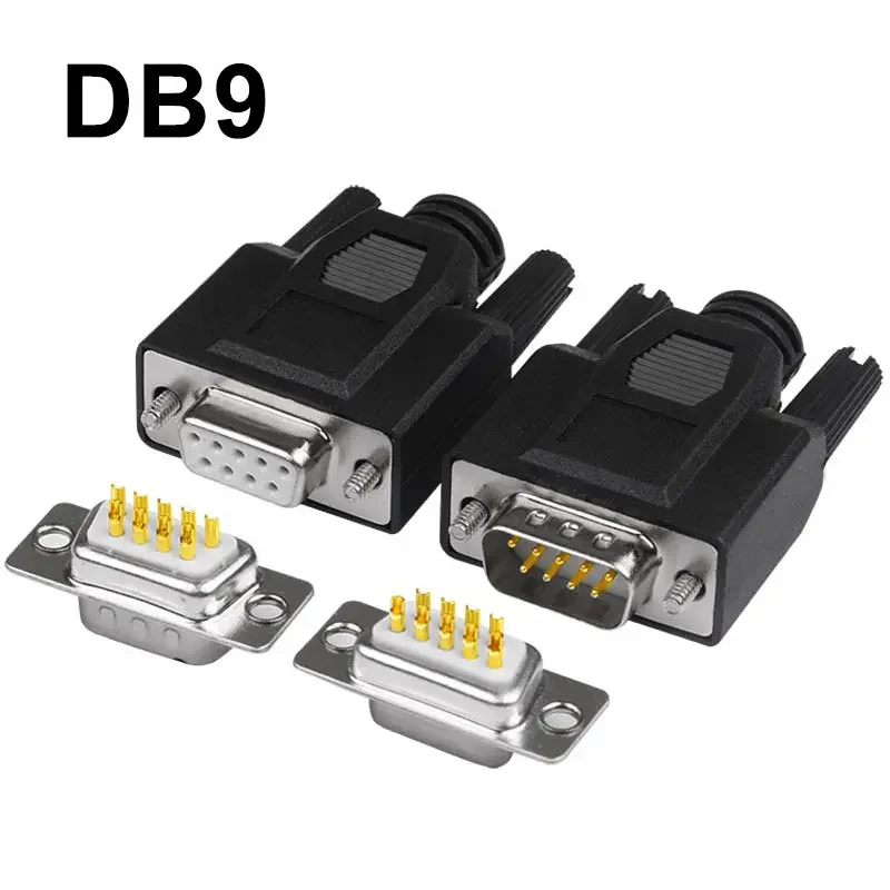 DB9 Welding Connector Male Female Head With Shell Soldering Type Serial Port RS 232 485 422 Connector DIY PVC db9 Adapter