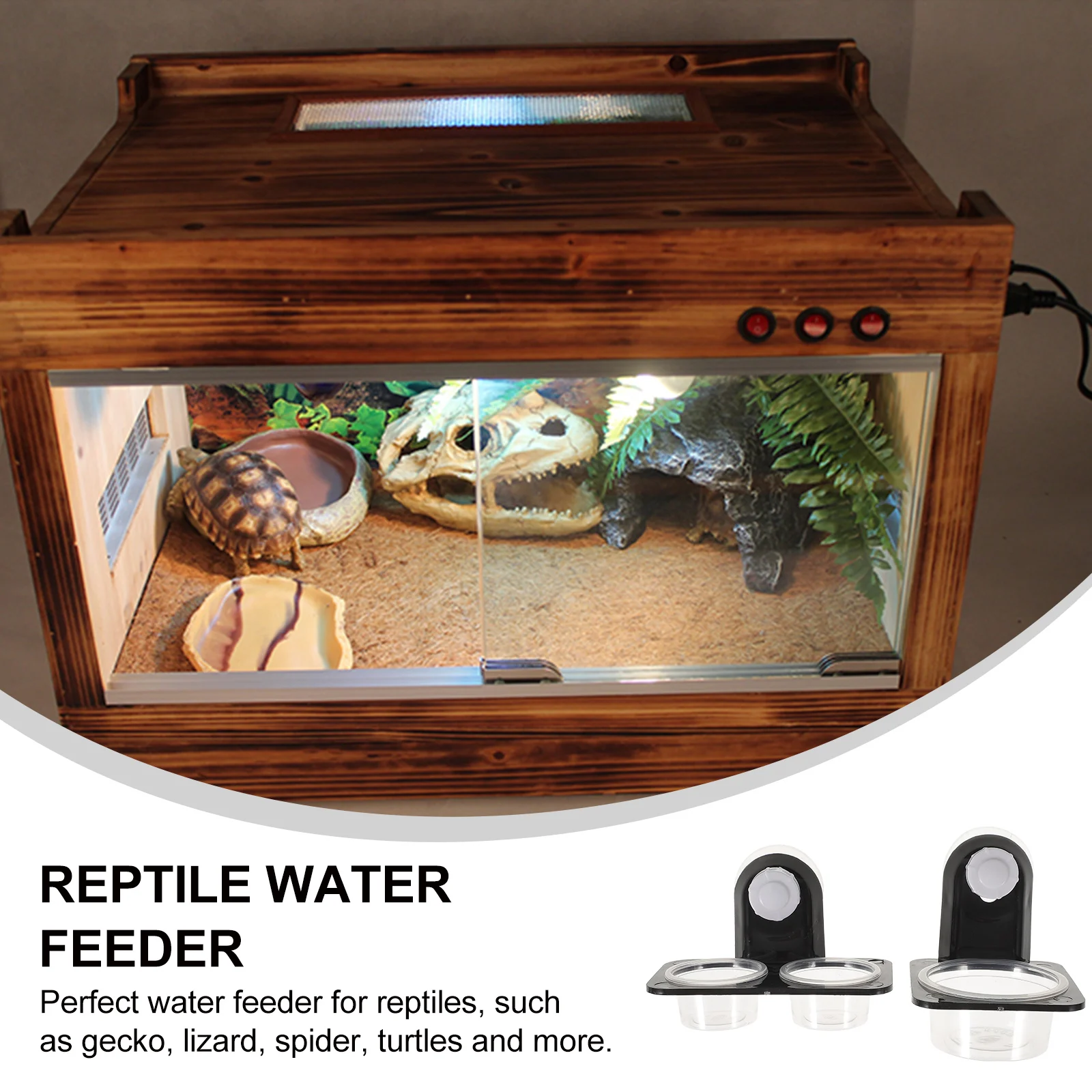 

2 set Feeders 2 Sets Lizard Food Container Crawling Pet Feeding Tool Water Bowl For Reptile Suction Cup Plastic Feeder Reptile