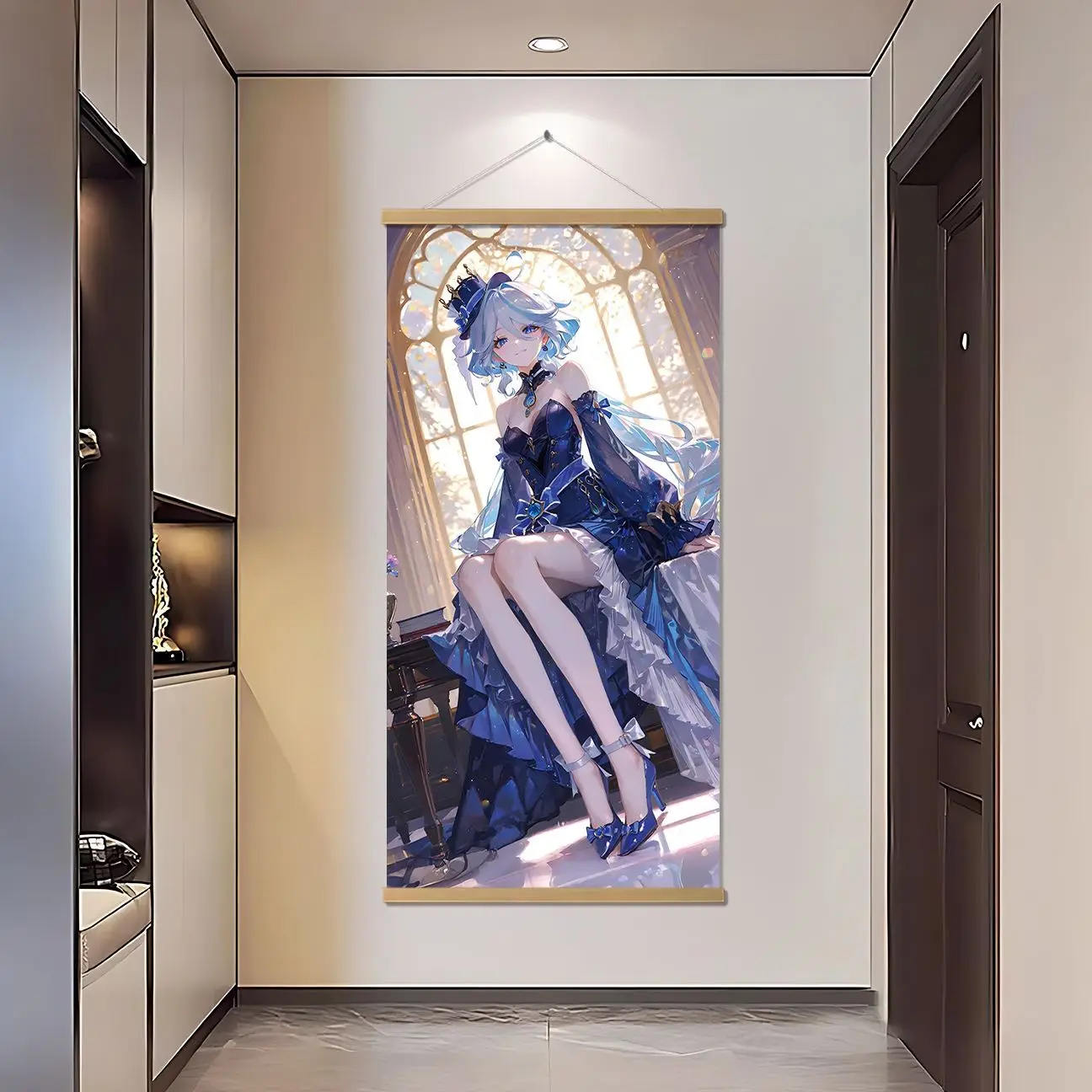 Genshin Impact Furina Anime Poster Wall Art Vertical Scroll Room Decor for Bedroom Living Room Dormitory Gaming Room Hallway