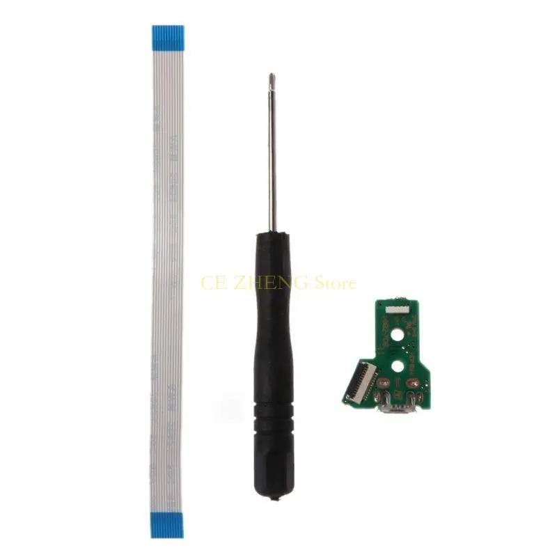 E56B USB 충전 포트 충전기 소켓 회로 보드 JDS-055 12 핀 케이블 및 드라이버가있는 무선 게임 컨트롤러 용.