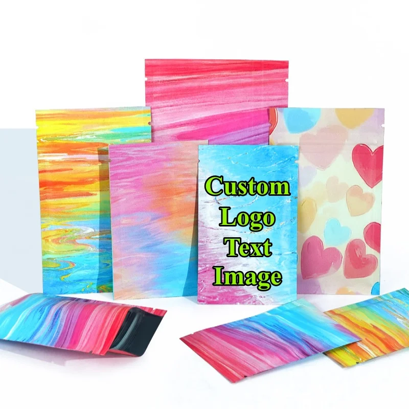 

200 шт. плоских цветных пакетов из алюминиевой фольги с застежкой-зиппером для упаковки, с возможностью нанесения логотипа, для хранения чая матча, кофейных зерен, закусок, специй, мяса