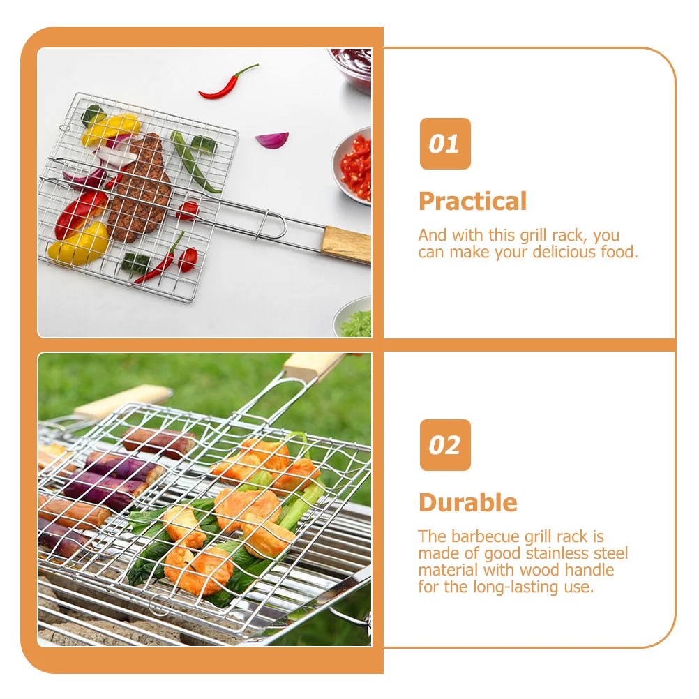 BBQ Net Grilled Fish Clip Grilling Basket Portable Household Kitchen Barbecue Barbeque Accessories Stainless Steel