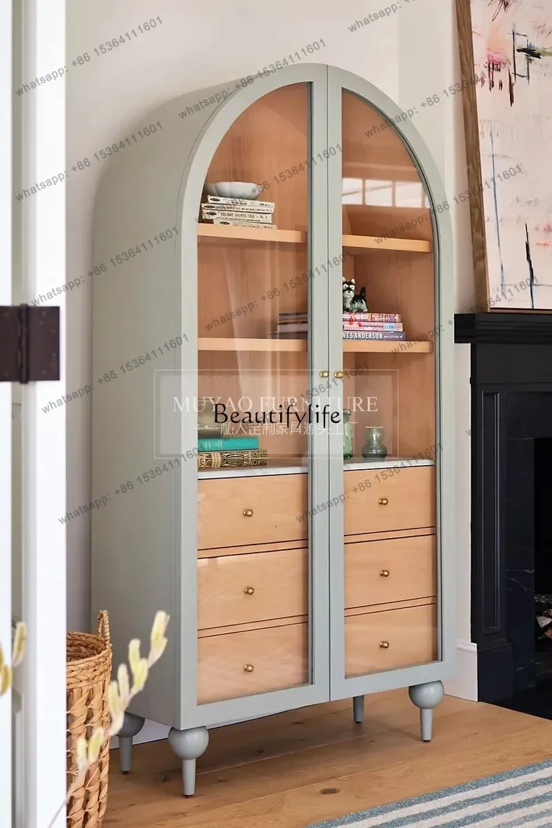 FG American Color Matching Bookcase Storage Display Decoration Side Cabinet