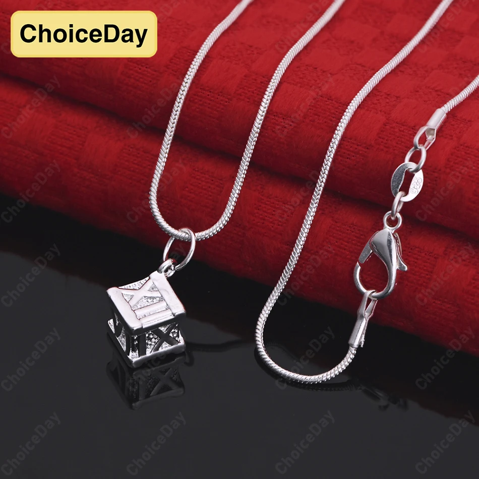 

ChoiceDay 925 Sterling Silver Delicate Square Zirconia Pendant Necklace Women Jewelry Accessories Gift Party Wedding