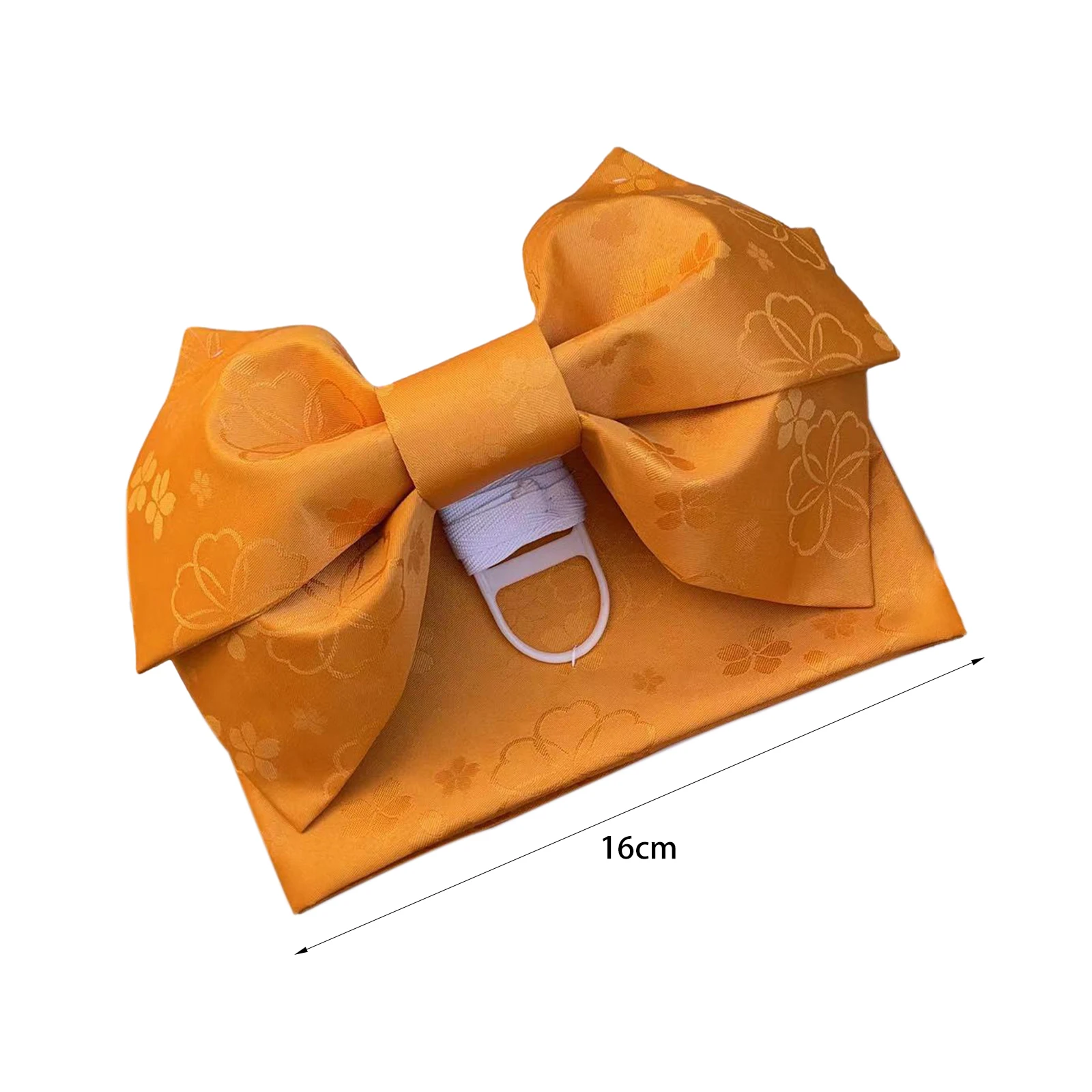 Traditional Floral Obi belt and bow in Gold and Orange. Japanese kimono Belt Orange & Gold Floral Pattern Japanese  main image 4