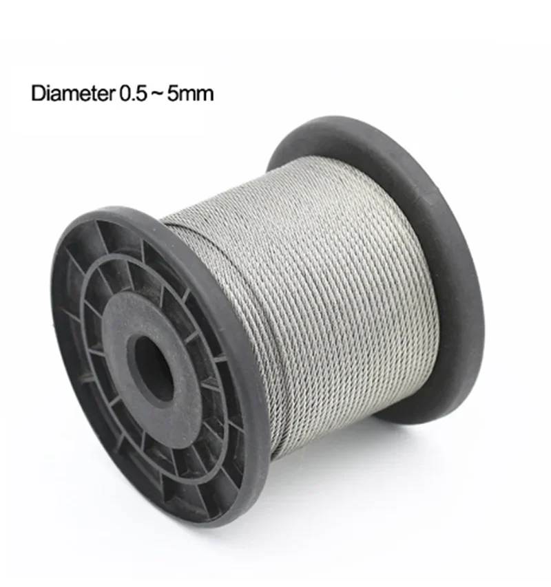 

Diameter 0.5--5mm, 100 Meters 304# Stainless Steel Wire Rope Soft Cable Fishing Clothesline Lifting Rustproof Line