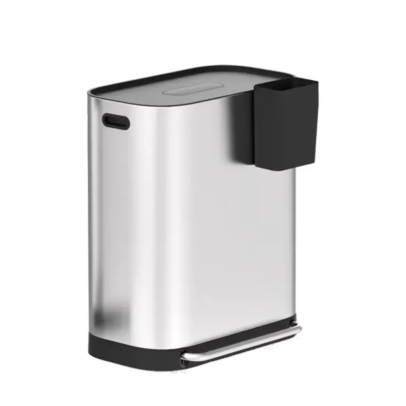 Large Rectangular Stainless Steel Foot Pedal Trash Can Dual Inner Buckets Waste Sorting Bin for Kitchen Bathroom Office Home