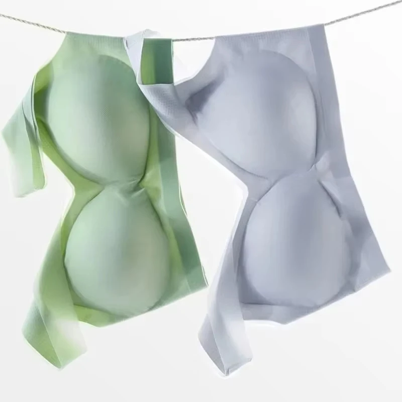 

M-5XL Plus Size Women Seamless Bra Ultra-thin Ice Silk Bra Wireless Underwear Padd Bralette