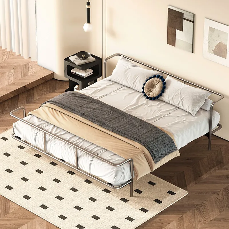 House Iron Metal Bed Bedroom Luxury Loft Modern Hotel Twin Double Beds King 180X200cm Adults Camas De Dormitorio Furniture