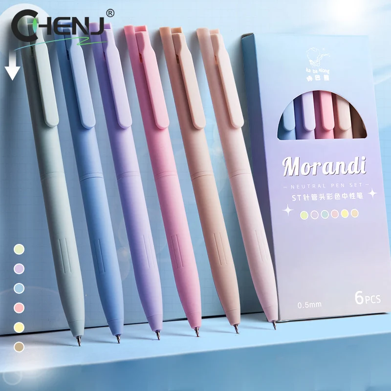 5/6Pcs Morandi Farbe Gel Stift Bunte Unterzeichnung Stift Farbige Tinte Schnell Trocknend Drücken Neutral Stift Schreiben Werkzeuge student Schreibwaren