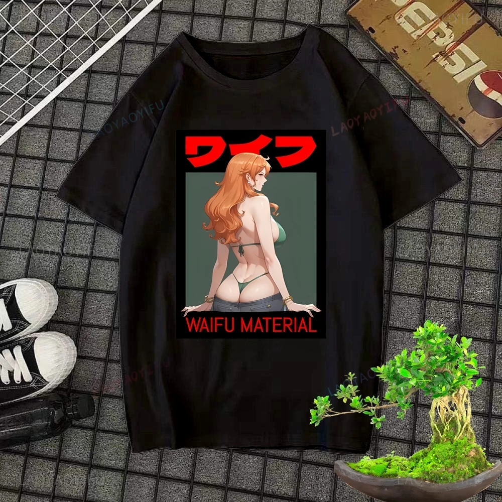 Camiseta con estampado Hentai, camiseta Unisex de manga corta Harajuku de tendencia neutra, camiseta grande con gráfico