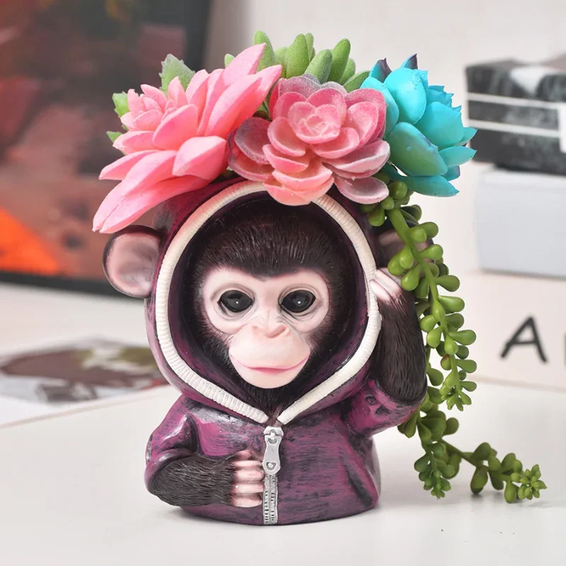 Outdoor Animal Flower Jar, Creative Home Garden Decoration, Balcony Decoration, Resin Crafts, 13cm