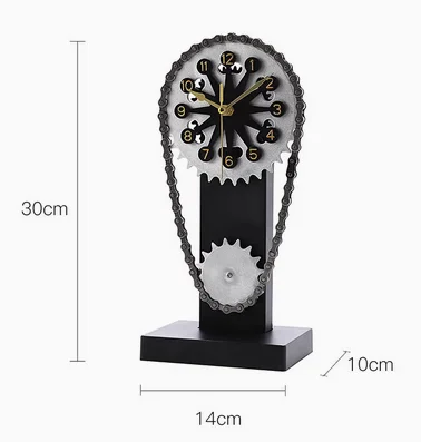 

Chain based clock retro rotating gear mechanical metal mechanical wind ornament living room, bedroom villa home decoration Europ
