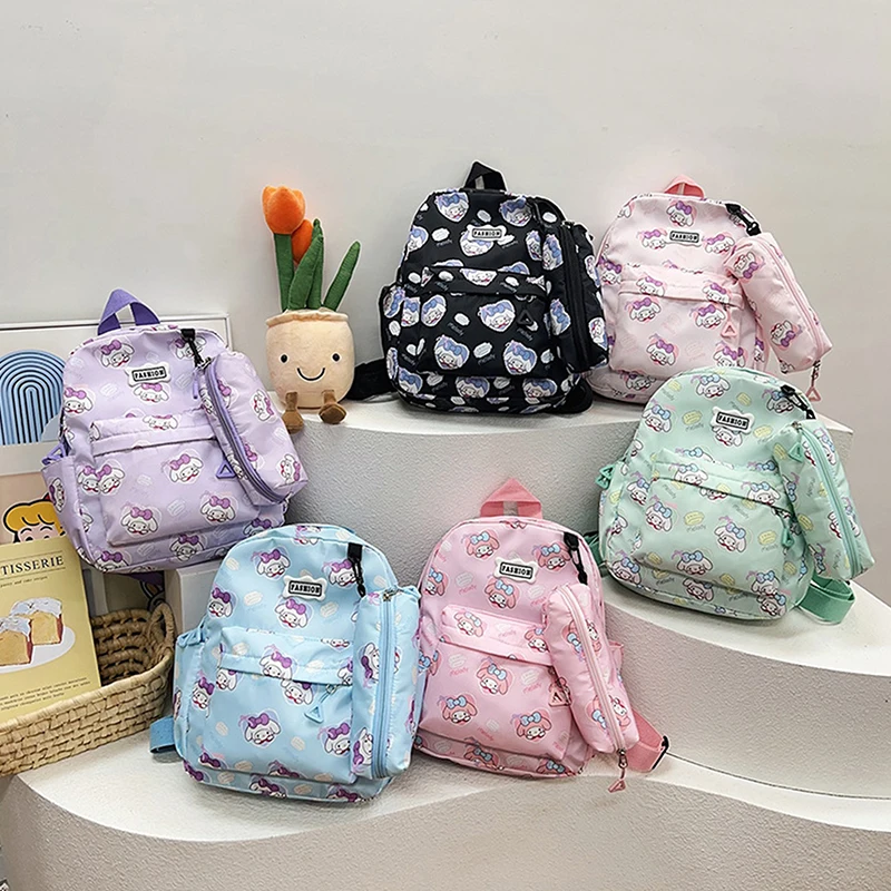 Sanrio Cute Melody Large Capacity Backpack Children Cartoon Schoolbag Fashion Printed Travel Bag School Supplies