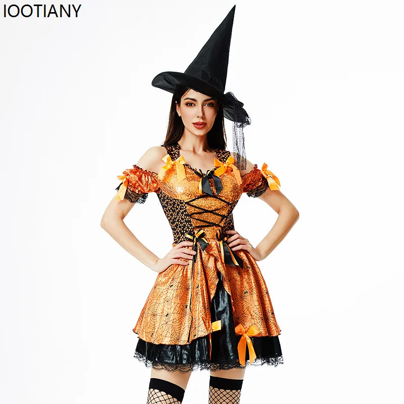 Halloween erwachsene Hexe Cosplay Kostüme Thema Party Maskerade Kürbis Zauberer lustiges Kleid Karneval Bühne Leistung verkleiden sich neu