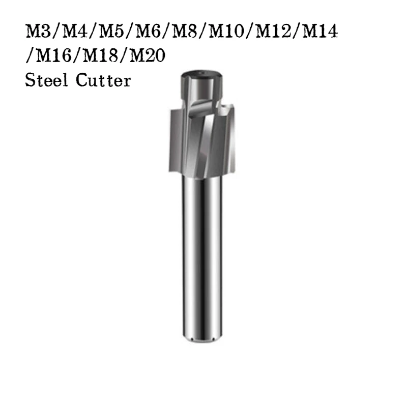 1pcs Counterbore Spiral Mould End Mill Cutter Solid Slot Bit M3~M20 Pilot Slotting Tool for Wood CNC Straight Router Bits Carved