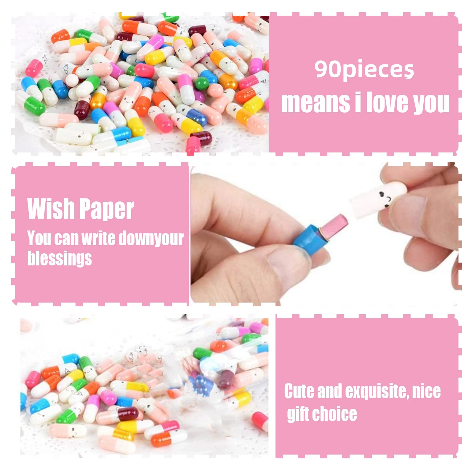 100Pcs Mini Message Capsules Blank Notes Pill With Roll Paper Wish Bottle Transparent Capsules Wedding Party Valentine\'s Gift