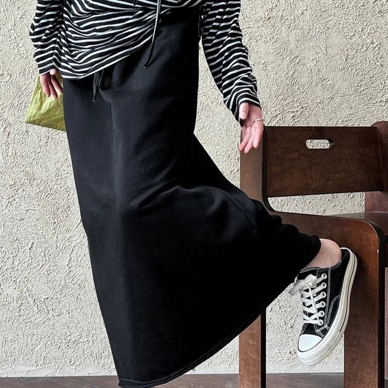 Spódnica damska HKSH Luxi Fashion, codzienna, o luźnym kroju, w kształcie litery A, z podwiniętym brzegiem, wyszczuplająca, z elastyczną talią, idealna na jesień, model HK11735