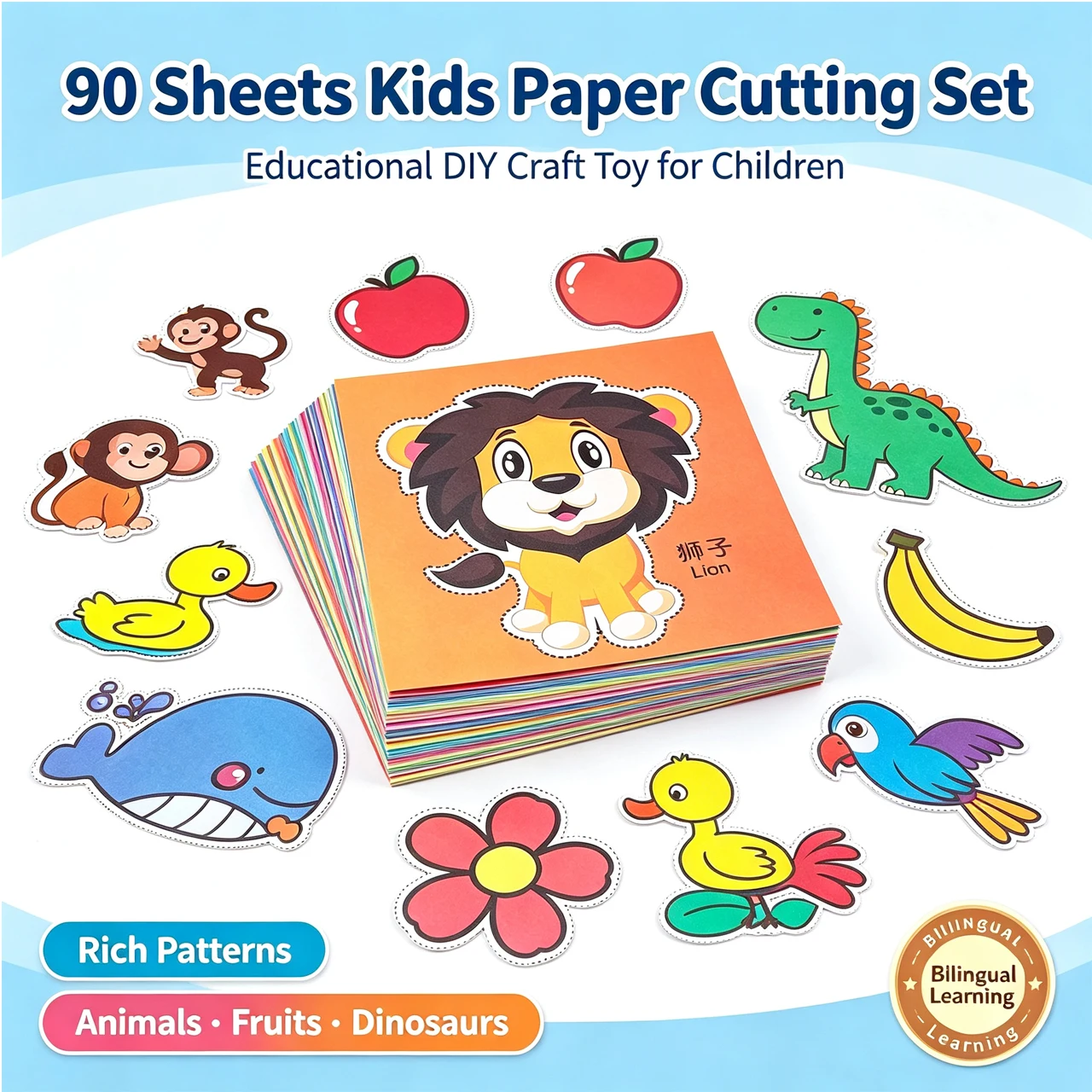 Art Craft Vegetables - 90 Blatt Kinder-Papierschneidebuch mit Tier-, Obst-