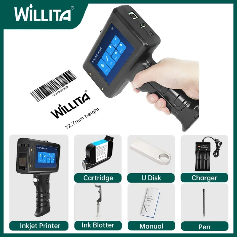 Willita 12.7mm Handheld Inkjet Printer Gun | Portable Plastic Surface Coding for Expiry Dates, Batch Numbers, QR/Barcode & Logos view 2