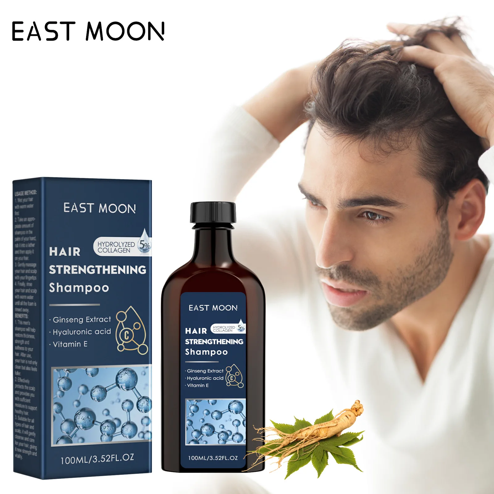 

East Moon Men's Shampoo Deep Cleaning Moisturizing Hair Root Anti-Drop Tough Hair-Fixing Dense Hair Contains Natural Ingredients