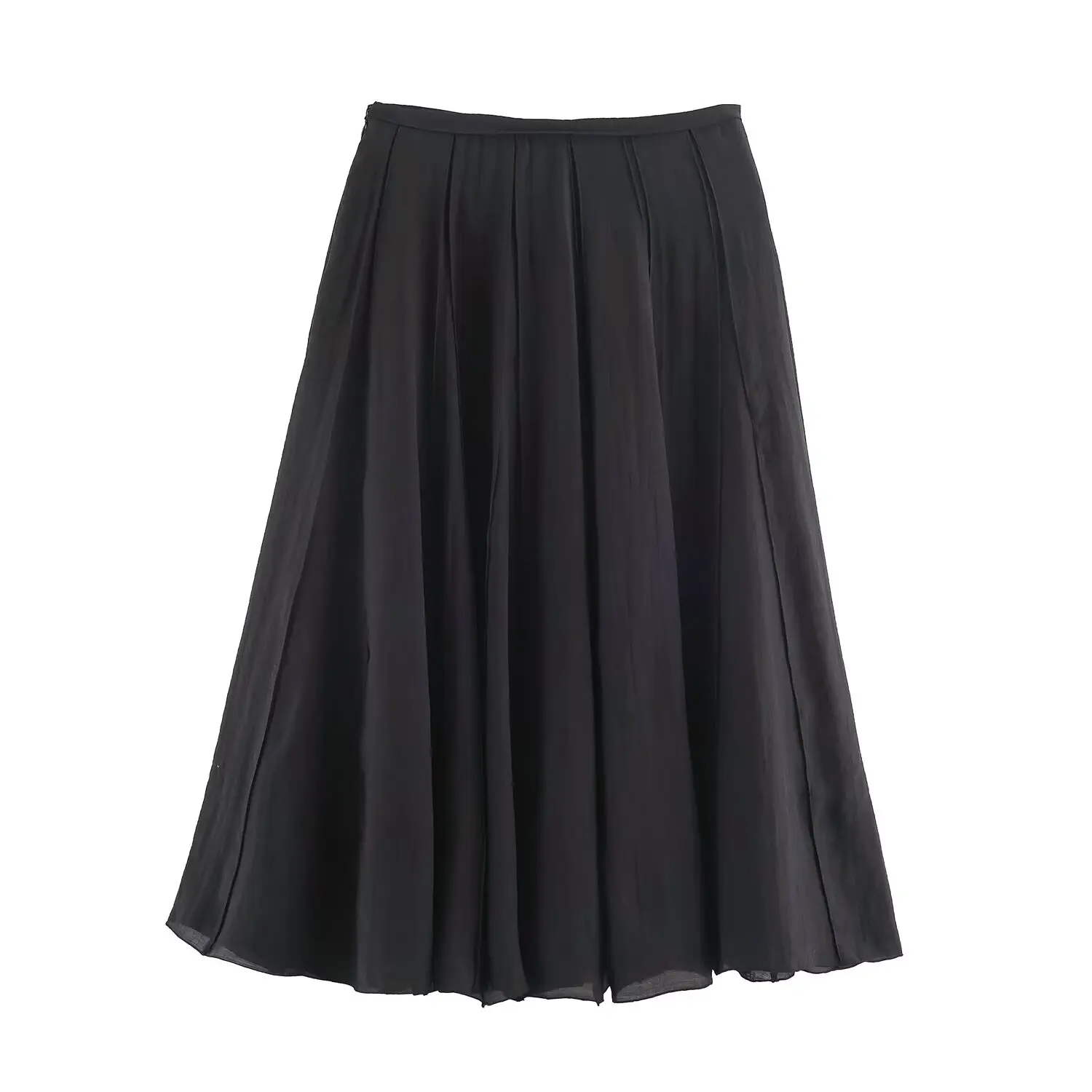 BSAY 2026 Eleganter Midirock für Reife Frauen mit Drapierung und Einsätzen, Hohe Taille, Plissierter A-Linien-Rock, Büro- und Freizeitkleidung – Detail 4