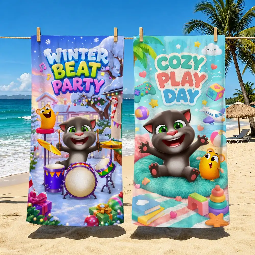 Animation Talking Tom And Friends Towel Polyester Beach Towel Quick Dry Sand Free Bath Towel for Summer Pool Travel Vacation